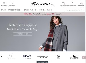 How peterhahn.de looks like on a tablet such as an iPad.