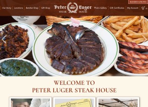 How peterluger.com looks like on a tablet such as an iPad.