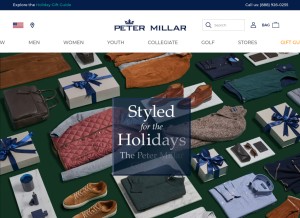 How petermillar.com looks like on a tablet such as an iPad.