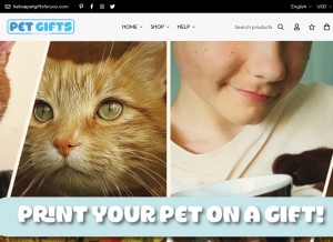 How petgiftsforyou.com looks like on a tablet such as an iPad.