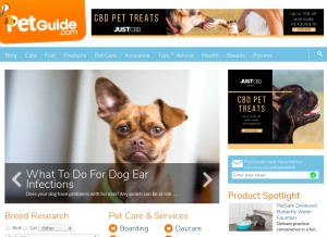 How petguide.com looks like on a tablet such as an iPad.