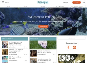 How pethelpful.com looks like on a tablet such as an iPad.
