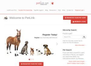 How petlink.net looks like on a tablet such as an iPad.