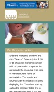 How petmicrochiplookup.org looks like on a mobile device such as an iPhone.