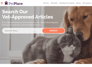 How petplace.com looks like on a tablet such as an iPad.