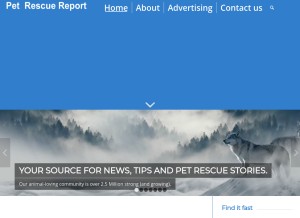How petrescuereport.com looks like on a tablet such as an iPad.