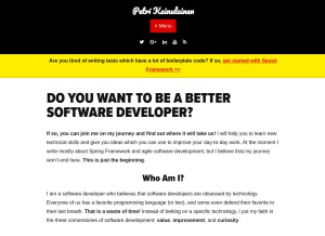 How petrikainulainen.net looks like on a tablet such as an iPad.