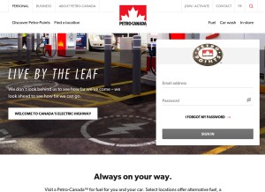How petro-canada.ca looks like on a tablet such as an iPad.
