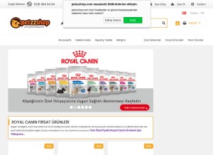 How petzzshop.com looks like on a tablet such as an iPad.