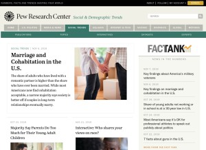 How pewsocialtrends.org looks like on a tablet such as an iPad.