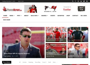 How pewterreport.com looks like on a tablet such as an iPad.