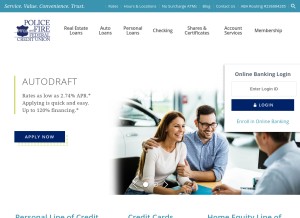 How pffcu.org looks like on a tablet such as an iPad.