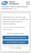 How pfizermedicalinformation.com looks like on a mobile device such as an iPhone.