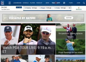 How pgatour.com looks like on a tablet such as an iPad.