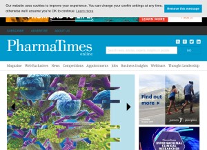 How pharmatimes.com looks like on a tablet such as an iPad.
