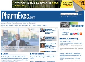 How pharmexec.com looks like on a tablet such as an iPad.