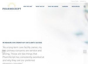 How pharmscript.com looks like on a tablet such as an iPad.