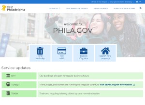 How phila.gov looks like on a tablet such as an iPad.