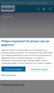 How philips.nl looks like on a mobile device such as an iPhone.