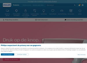 How philips.nl looks like on a tablet such as an iPad.
