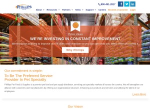 How phillipspet.com looks like on a tablet such as an iPad.