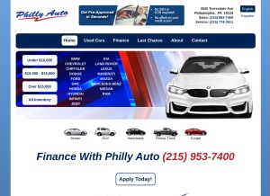 How phillyauto.com looks like on a tablet such as an iPad.