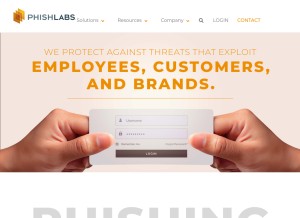How phishlabs.com looks like on a tablet such as an iPad.