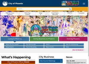 How phoenix.gov looks like on a tablet such as an iPad.