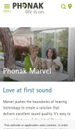 How phonak.com looks like on a mobile device such as an iPhone.