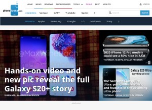 How phonearena.com looks like on a tablet such as an iPad.