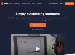 How phoneburner.com looks like on a tablet such as an iPad.