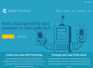 How phonegap.com looks like on a tablet such as an iPad.