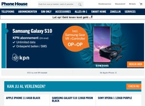 How phonehouse.nl looks like on a tablet such as an iPad.