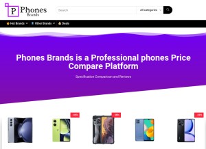How phonesbrands.com looks like on a tablet such as an iPad.