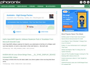 How phoronix.net looks like on a tablet such as an iPad.