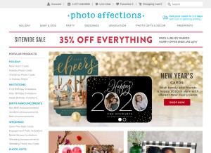 How photoaffections.com looks like on a tablet such as an iPad.