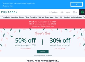 How photobox.com looks like on a tablet such as an iPad.