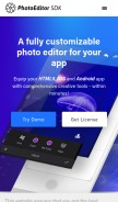 How photoeditorsdk.com looks like on a mobile device such as an iPhone.