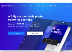 How photoeditorsdk.com looks like on a tablet such as an iPad.