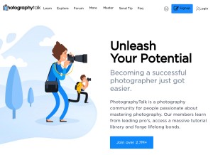 How photographytalk.com looks like on a tablet such as an iPad.