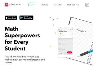 How photomath.net looks like on a tablet such as an iPad.