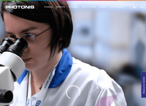 How photonis.com looks like on a tablet such as an iPad.