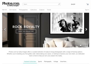 How photos.com looks like on a tablet such as an iPad.