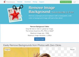 How photoscissors.com looks like on a tablet such as an iPad.