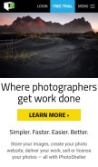 How photoshelter.com looks like on a mobile device such as an iPhone.
