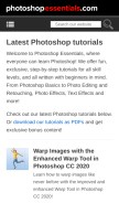 How photoshopessentials.com looks like on a mobile device such as an iPhone.