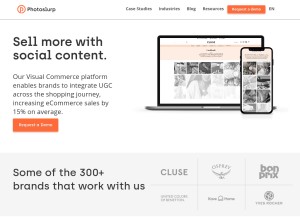How photoslurp.com looks like on a tablet such as an iPad.