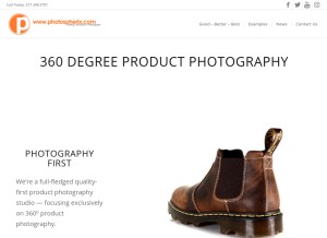 How photospherix.com looks like on a tablet such as an iPad.