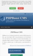 How phpboost.com looks like on a mobile device such as an iPhone.