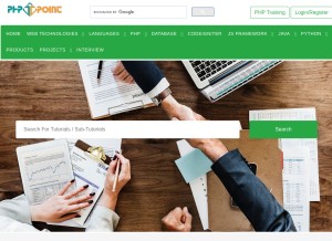 How phptpoint.com looks like on a tablet such as an iPad.
